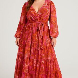 City Chic Women's Tiered Print Maxi Dress Multi Color Floral Size - 12